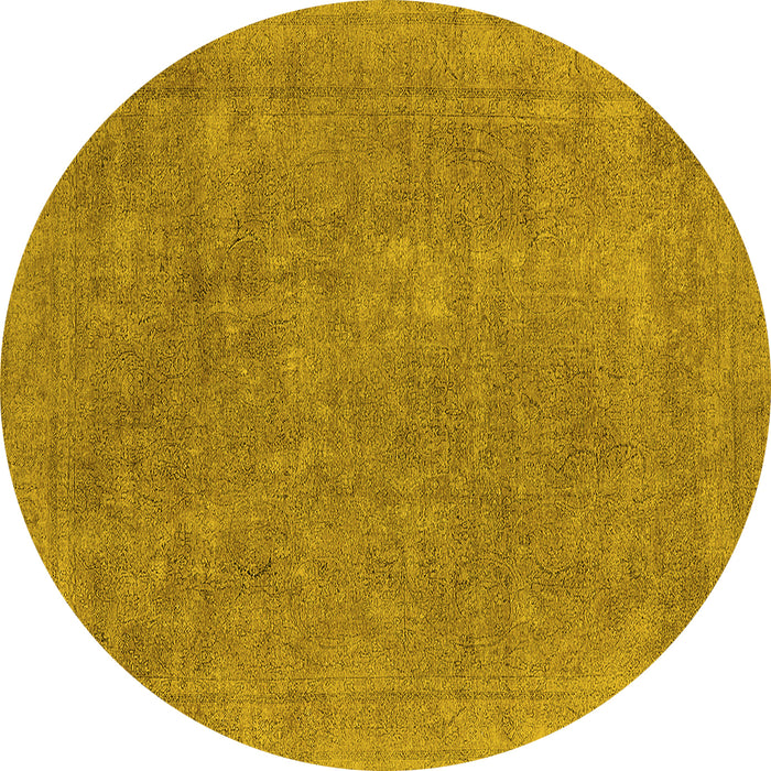 Round Oriental Yellow Industrial Rug, urb1940yw