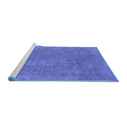 Sideview of Machine Washable Oriental Blue Industrial Rug, wshurb1940blu