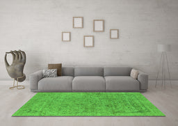 Machine Washable Oriental Green Industrial Area Rugs in a Living Room,, wshurb1941grn