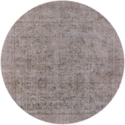 Round Machine Washable Industrial Modern Mauve Taupe Purple Rug, wshurb1941