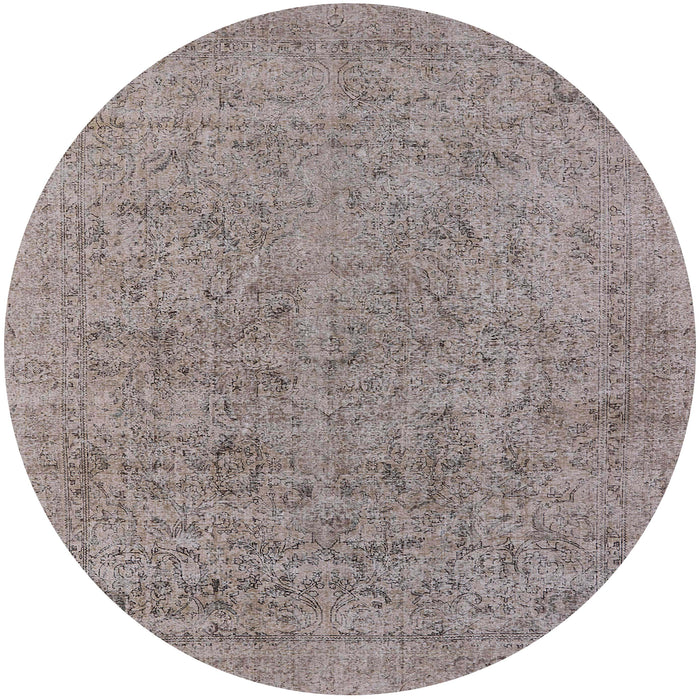 Round Machine Washable Industrial Modern Mauve Taupe Purple Rug, wshurb1941