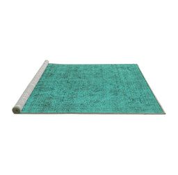 Sideview of Machine Washable Oriental Turquoise Industrial Area Rugs, wshurb1941turq