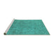 Sideview of Machine Washable Oriental Turquoise Industrial Area Rugs, wshurb1941turq