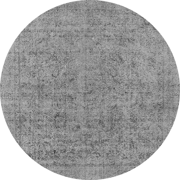 Round Oriental Gray Industrial Rug, urb1941gry
