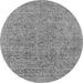 Round Oriental Gray Industrial Rug, urb1941gry