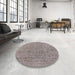 Round Machine Washable Industrial Modern Mauve Taupe Purple Rug in a Office, wshurb1941