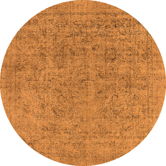 Round Machine Washable Oriental Orange Industrial Area Rugs, wshurb1941org