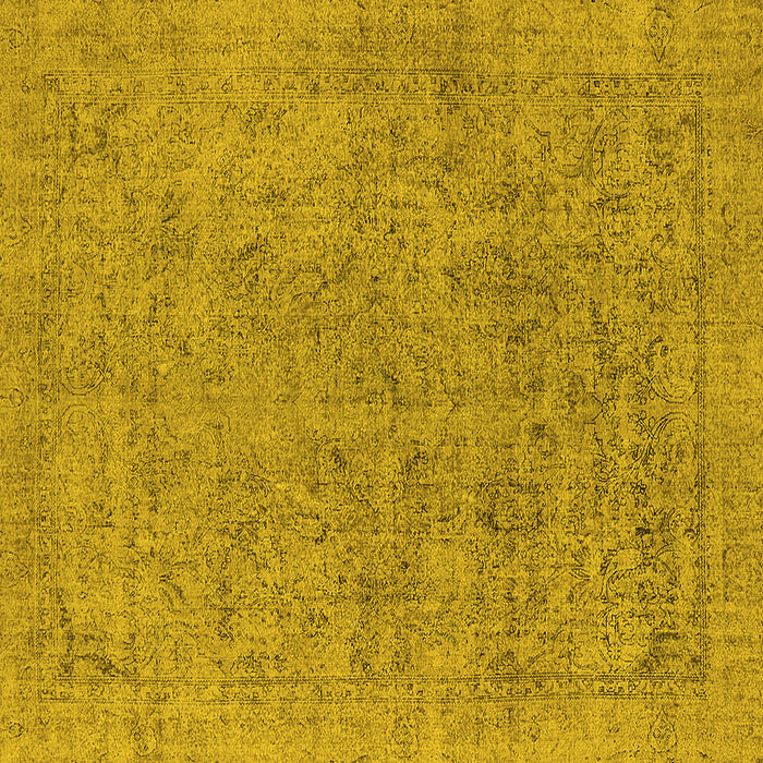 Square Machine Washable Oriental Yellow Industrial Rug, wshurb1941yw