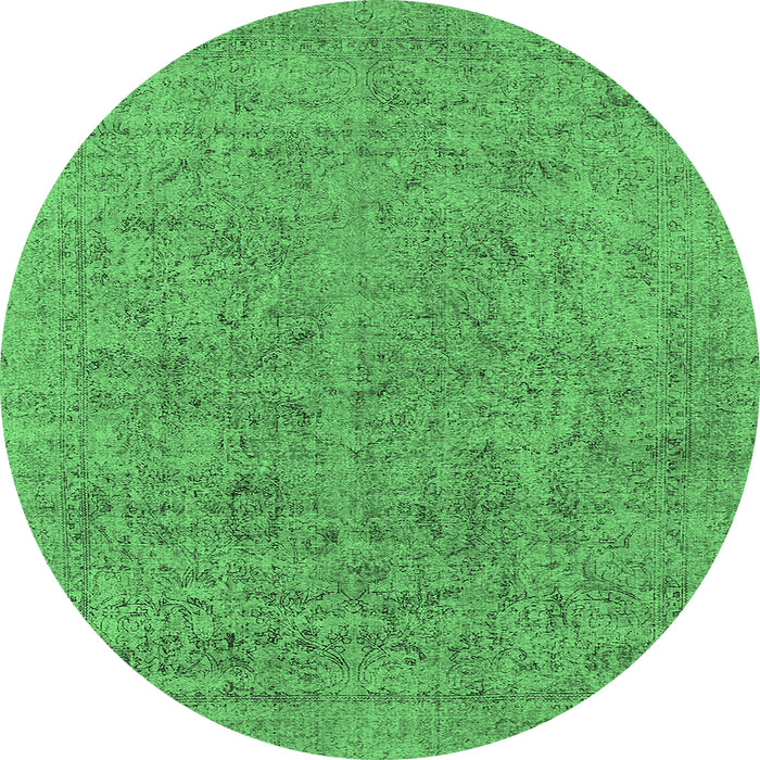 Round Oriental Emerald Green Industrial Rug, urb1941emgrn