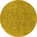 Round Oriental Yellow Industrial Rug, urb1941yw