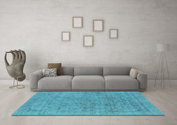 Machine Washable Oriental Light Blue Industrial Rug in a Living Room, wshurb1941lblu