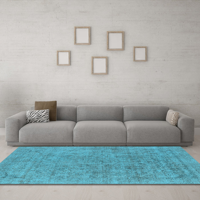 Machine Washable Oriental Light Blue Industrial Rug in a Living Room, wshurb1941lblu