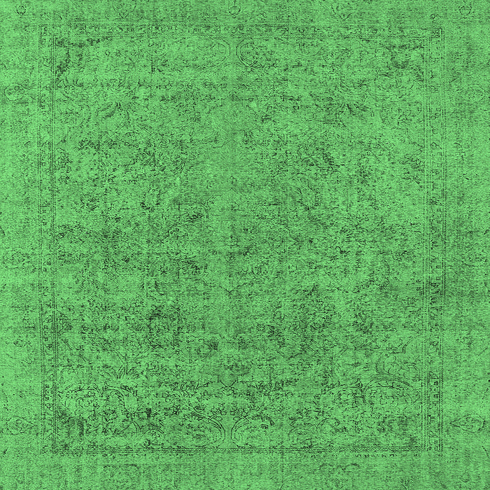 Square Oriental Emerald Green Industrial Rug, urb1941emgrn