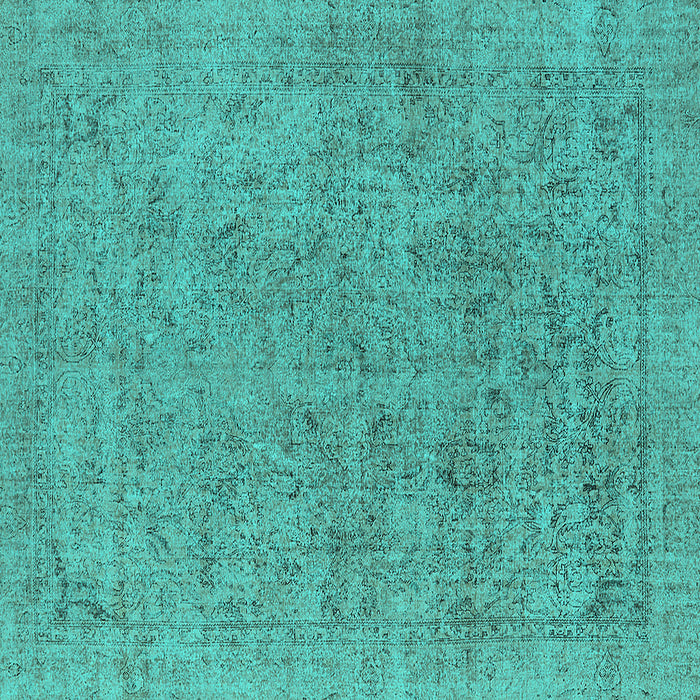 Square Machine Washable Oriental Turquoise Industrial Area Rugs, wshurb1941turq