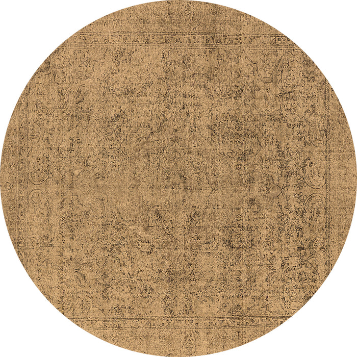 Round Oriental Brown Industrial Rug, urb1941brn