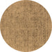 Round Oriental Brown Industrial Rug, urb1941brn