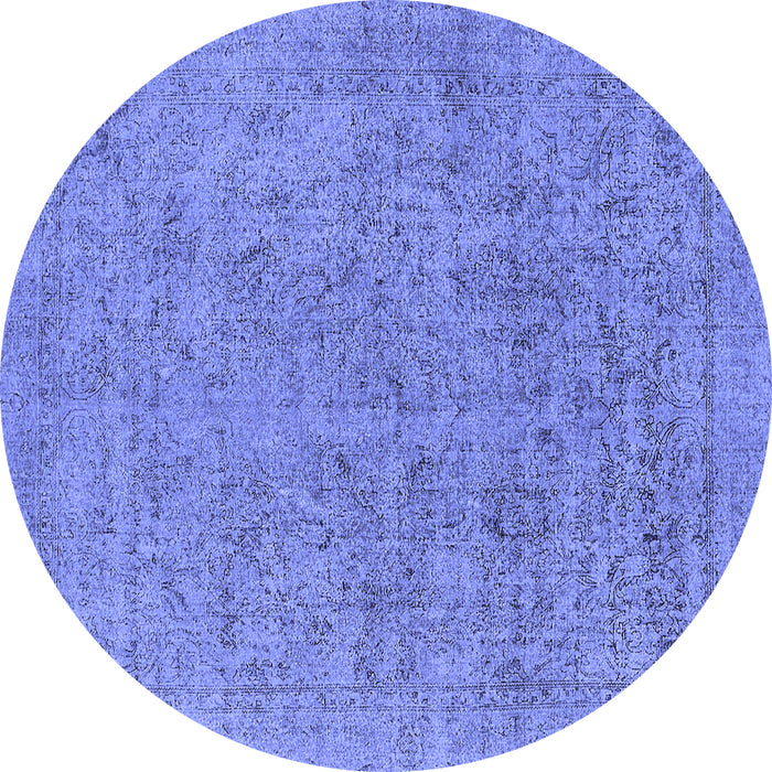 Round Oriental Blue Industrial Rug, urb1941blu