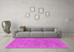 Machine Washable Oriental Pink Industrial Rug in a Living Room, wshurb1941pnk