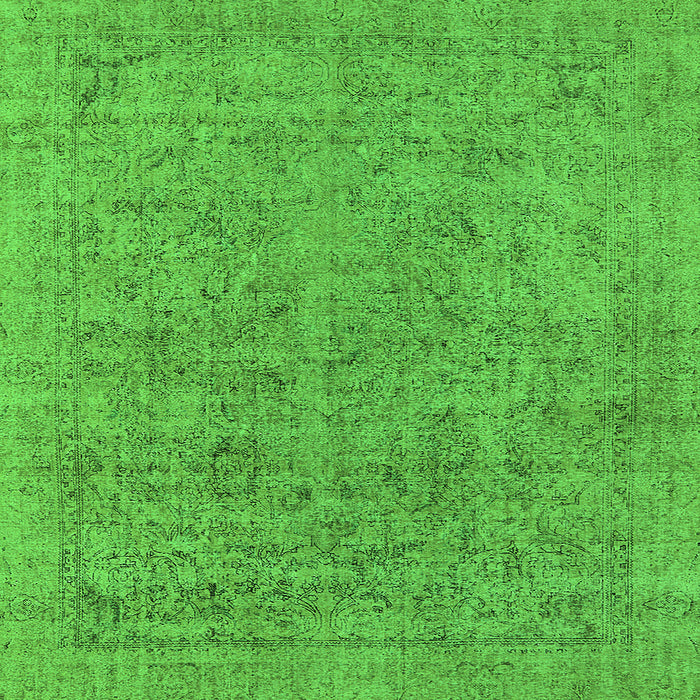 Square Machine Washable Oriental Green Industrial Area Rugs, wshurb1941grn