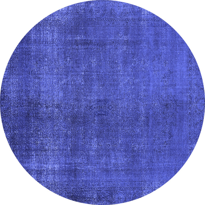 Round Oriental Blue Industrial Rug, urb1942blu