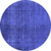 Round Oriental Blue Industrial Rug, urb1942blu