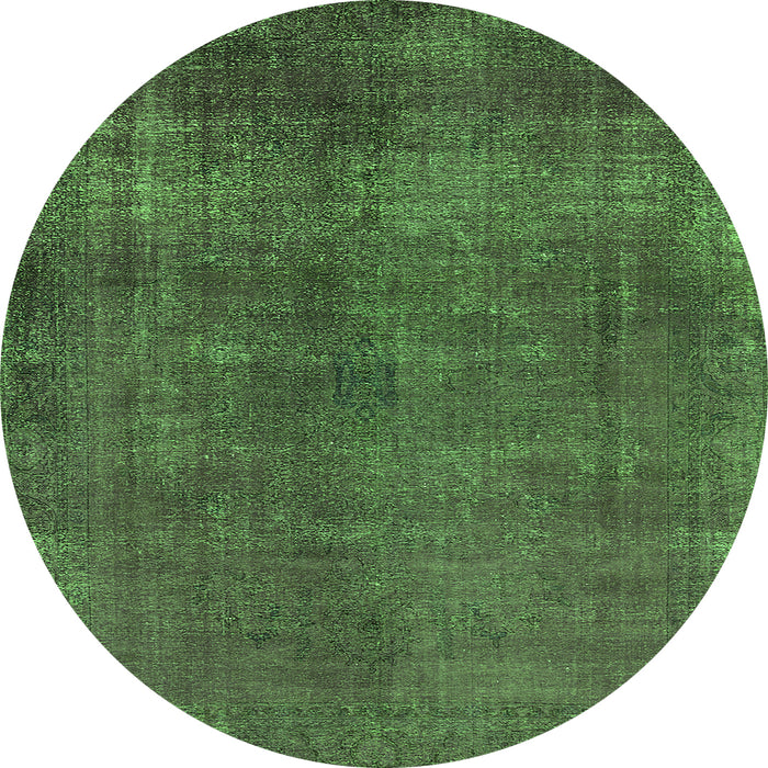 Round Oriental Green Industrial Rug, urb1942grn
