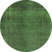 Round Oriental Green Industrial Rug, urb1942grn