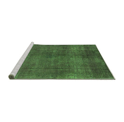 Sideview of Machine Washable Oriental Green Industrial Area Rugs, wshurb1942grn