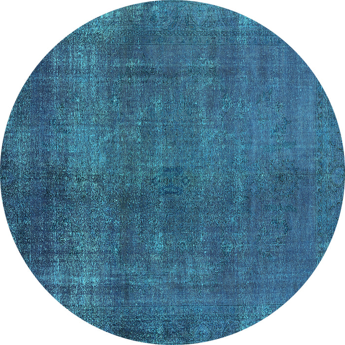 Round Machine Washable Oriental Turquoise Industrial Area Rugs, wshurb1942turq