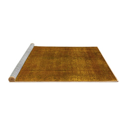 Sideview of Machine Washable Oriental Yellow Industrial Rug, wshurb1942yw