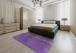 Mid-Century Modern Bright Purple Oriental Rug in a Bedroom, urb1942