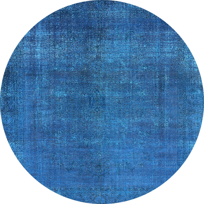 Round Oriental Light Blue Industrial Rug, urb1942lblu