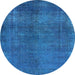 Round Oriental Light Blue Industrial Rug, urb1942lblu