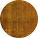 Round Oriental Yellow Industrial Rug, urb1942yw