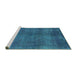 Sideview of Machine Washable Oriental Turquoise Industrial Area Rugs, wshurb1942turq
