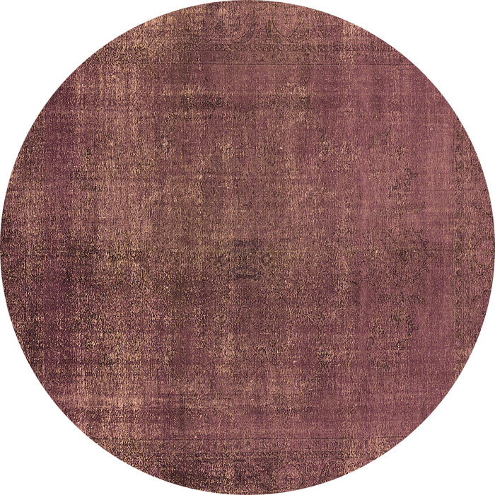Round Oriental Brown Industrial Rug, urb1942brn