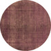 Round Oriental Brown Industrial Rug, urb1942brn