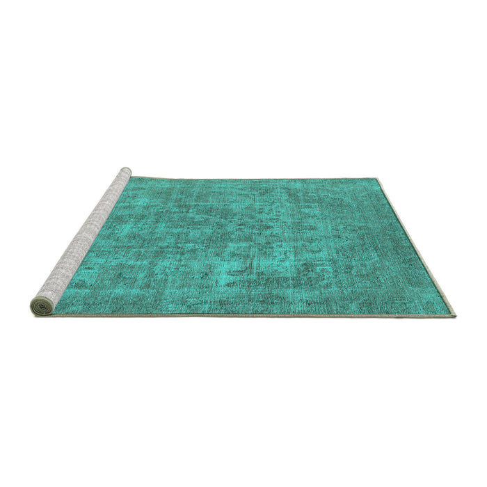 Sideview of Machine Washable Oriental Turquoise Industrial Area Rugs, wshurb1943turq