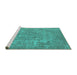 Sideview of Machine Washable Oriental Turquoise Industrial Area Rugs, wshurb1943turq