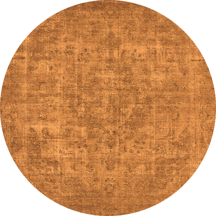 Round Machine Washable Oriental Orange Industrial Area Rugs, wshurb1943org