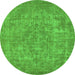 Round Oriental Green Industrial Rug, urb1943grn