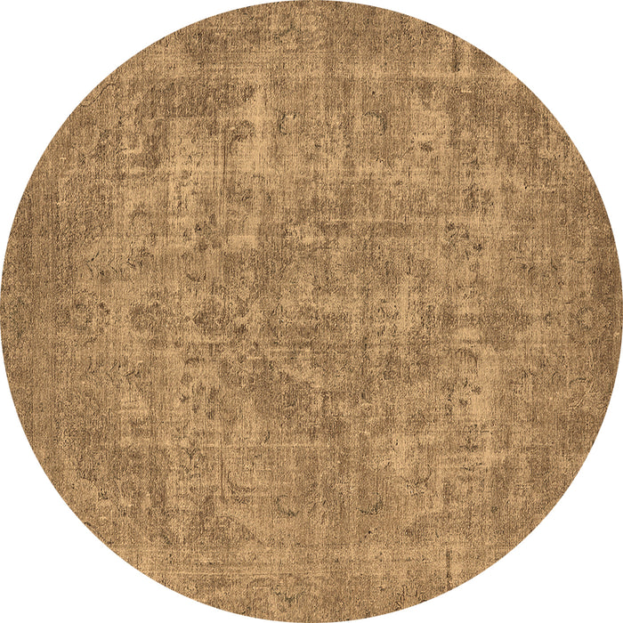 Round Machine Washable Oriental Brown Industrial Rug, wshurb1943brn