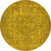 Round Oriental Yellow Industrial Rug, urb1943yw