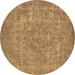 Round Oriental Brown Industrial Rug, urb1943brn