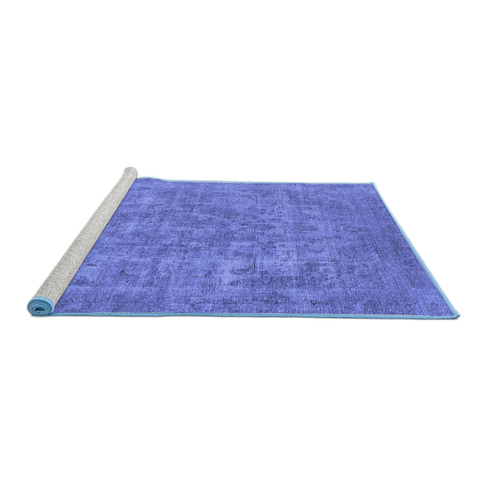 Sideview of Machine Washable Oriental Blue Industrial Rug, wshurb1943blu