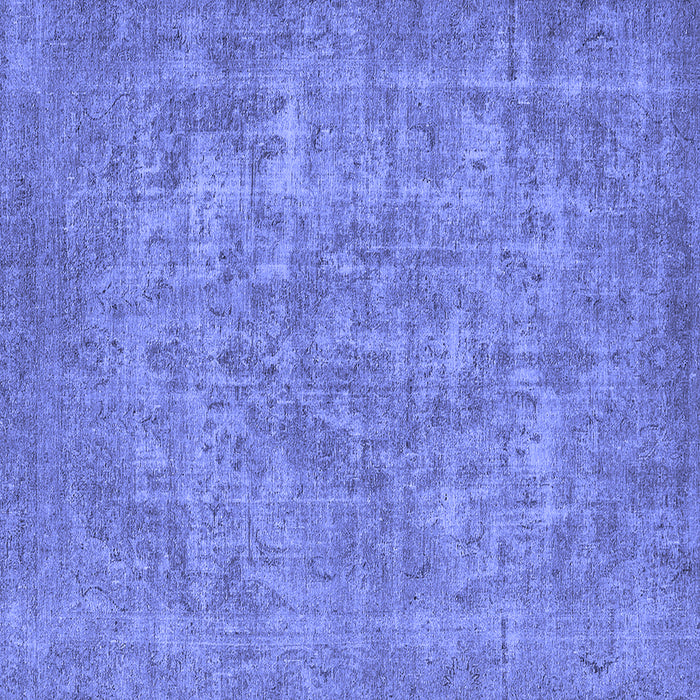 Square Machine Washable Oriental Blue Industrial Rug, wshurb1943blu