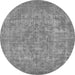 Round Machine Washable Oriental Gray Industrial Rug, wshurb1943gry