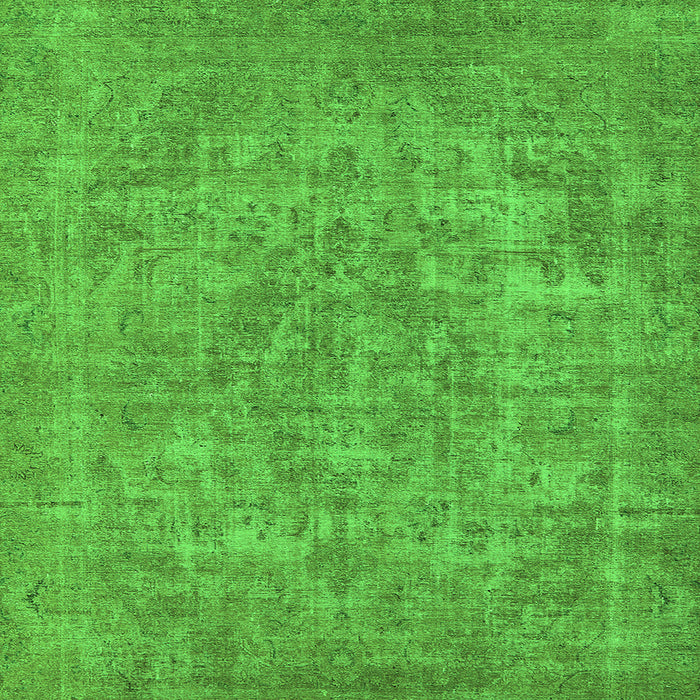 Square Machine Washable Oriental Green Industrial Area Rugs, wshurb1943grn