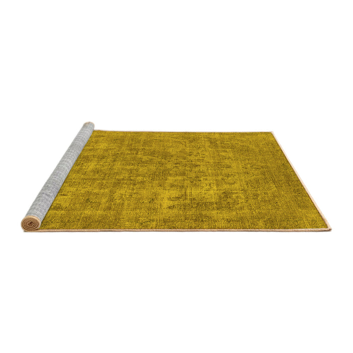 Sideview of Machine Washable Oriental Yellow Industrial Rug, wshurb1943yw