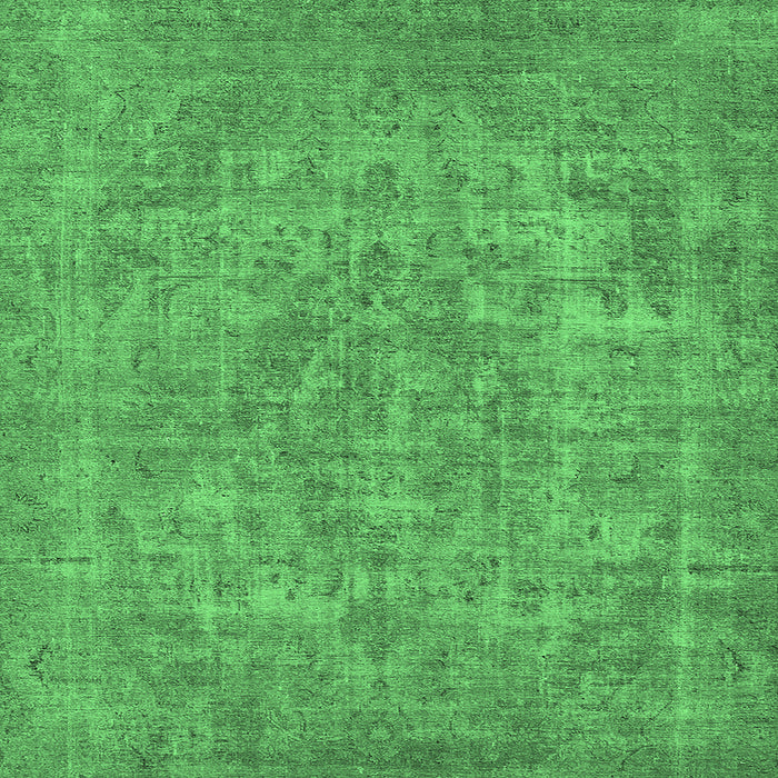 Square Machine Washable Oriental Emerald Green Industrial Area Rugs, wshurb1943emgrn